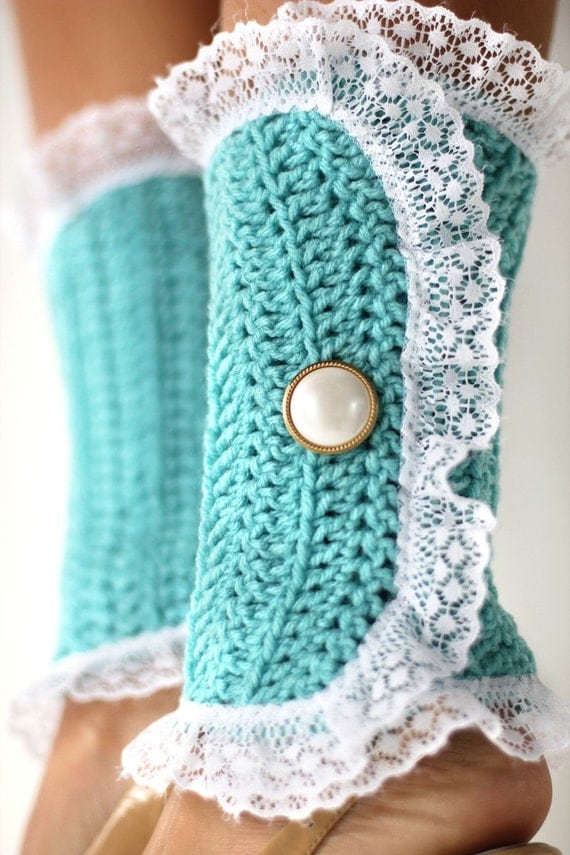 Lacy Lady Victorian Leg Warmers - Aqua - Lots of Colors