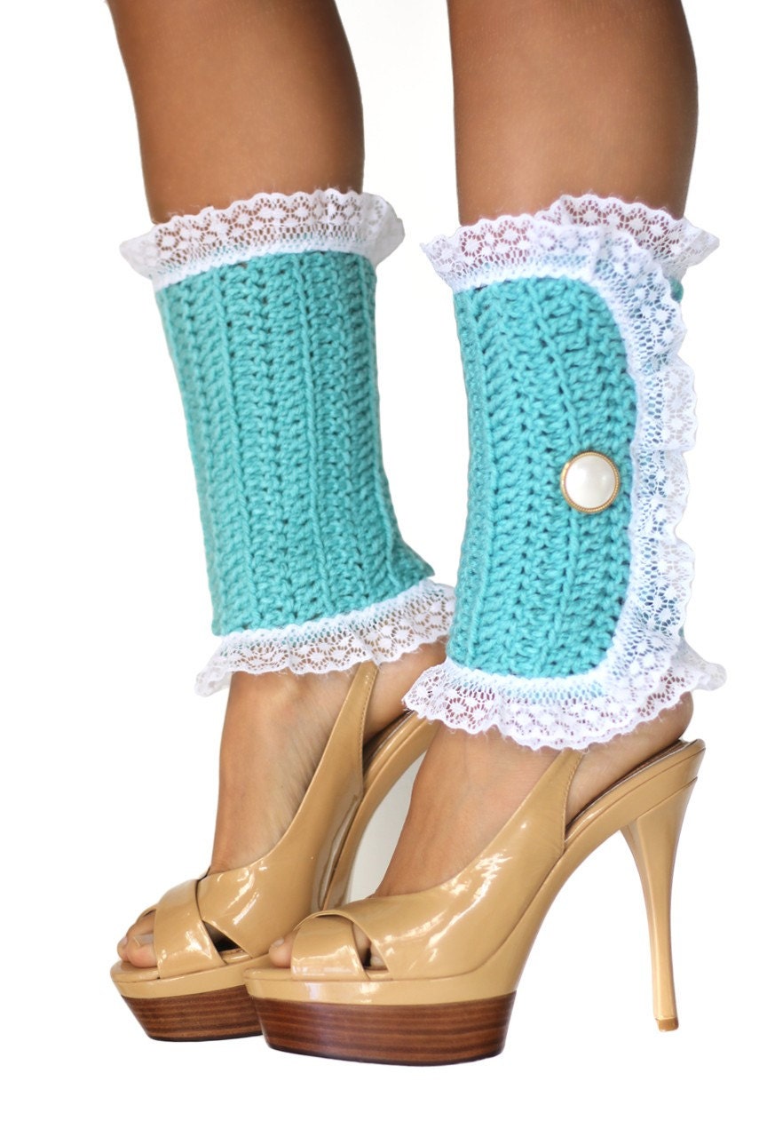 Lacy Lady Victorian Leg Warmers - Aqua - Lots of Colors