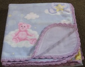 Purple Bear on Clouds Blanket Set