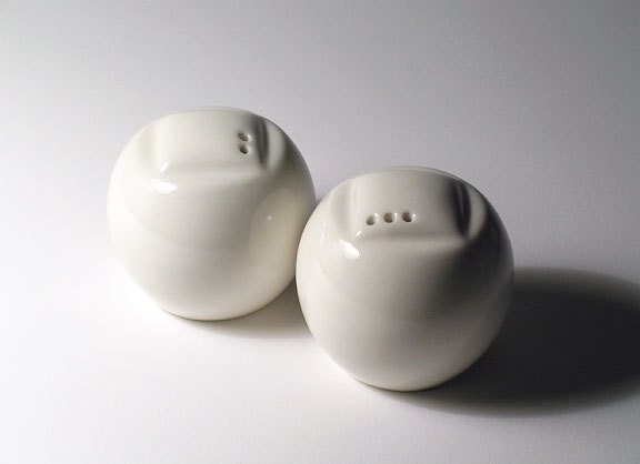 Salt and Pepper Shakers - Spheres - Two Embossed Squares Set