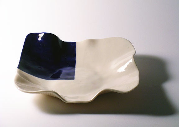 Blue Corner Square Plate - ON SALE