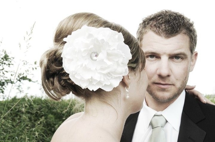 Ivory Peony Flower Fascinator Hair Clip