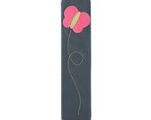 Mally Designs Leather Bookmark, Fuchsia and Lime Green Butterfly on Midnight Blue