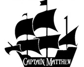 18x19 Personalize this Pirate Ship with your Son or Grandsons Name Vinyl Lettering Wall Saying