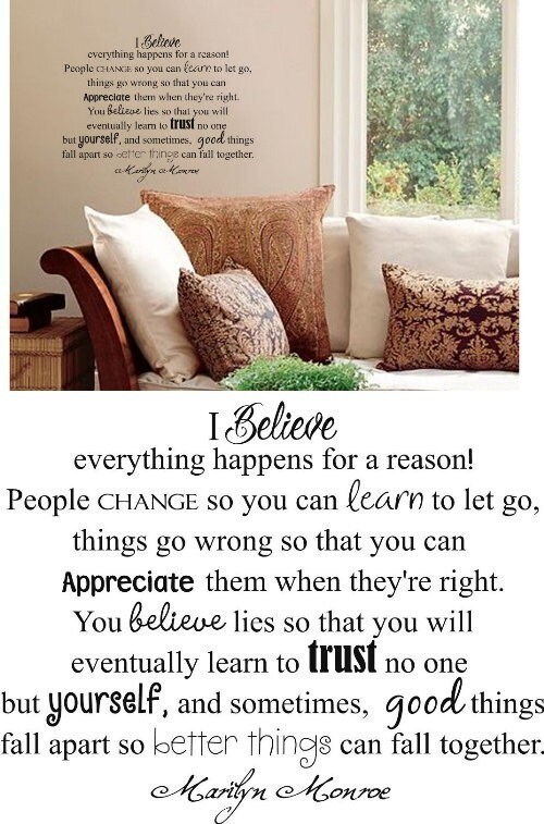 Marilyn Monroe Quote I Believe Good Things Vinyl Lettering 15x19 Wall Sayings 2.99 shipping for unlimited purchases--61 VINYL Colors