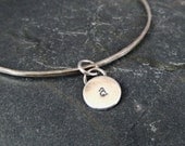 Personalized Sterling Silver Charm Bracelet, Initial Charm, Bangle
