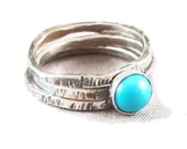 Turquoise and Sterling Silver Stacking Rings