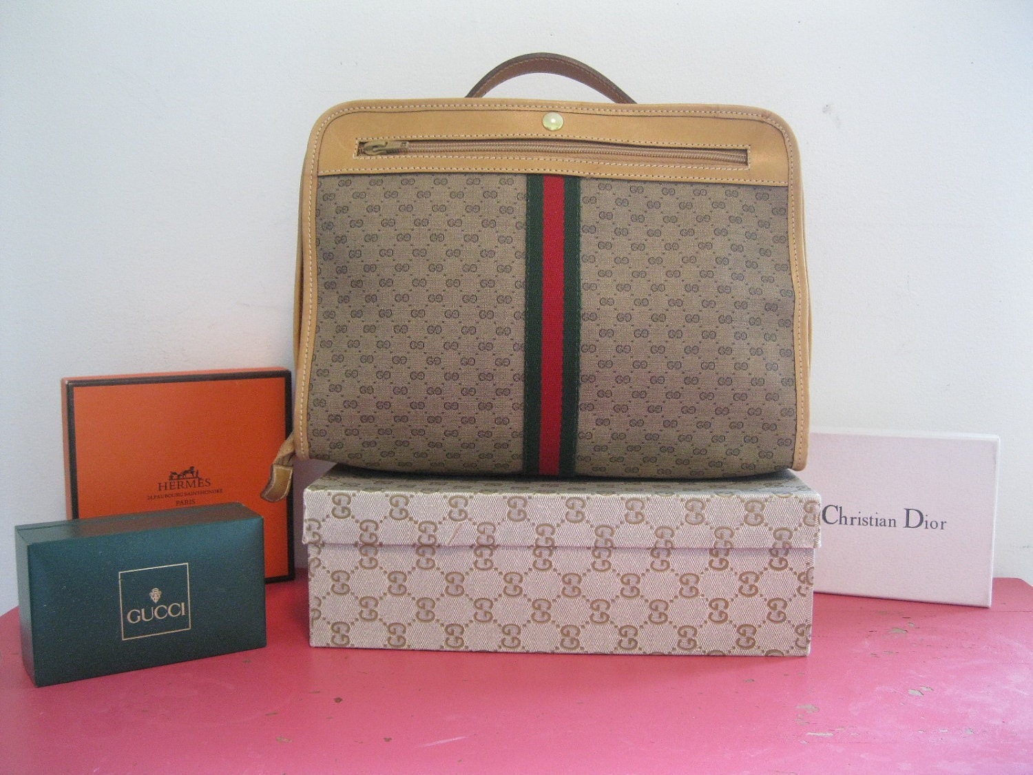 vintage GUCCI cosmetic bag TOTE handbag by plumberryvintage