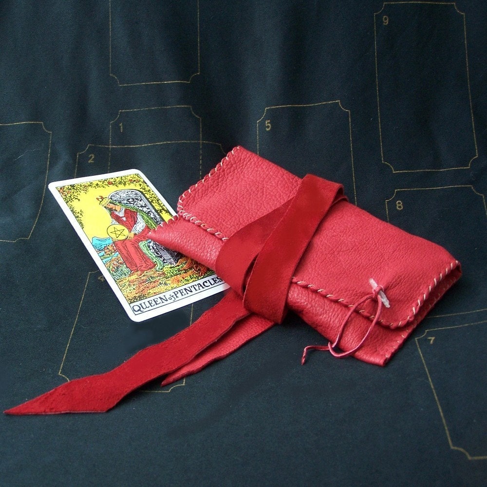 Red Leather Tarot Bag...Smooth