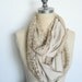 Jersey and Lace Circle Scarf, Double Layer in Khaki Stripe and Gold Lace