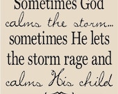 T75- Sometimes God calms the storm...sometimes He lets the storm rage and calms His child  12x12