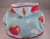 Etsy Dog Hoody in Aqua Fleece with Strawberry Print
