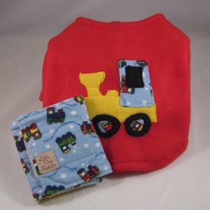 Locomotive Train Dog Sweater and Belly Band Diaper for Male Dog Clothes