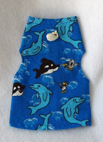 Blue Dolphin and Whale Puppy Dog Tank Tee Top