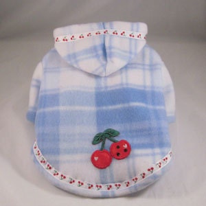 Blue Cherry Fleece Hoodie for Small Dogs Chihuahuas, Yorkies, Maltese