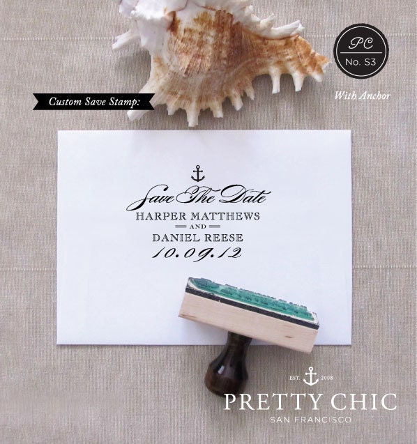 Custom Save the Date Stamp - Couples Wedding Stamp - Anchor & Arrows Stamp