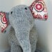 Light Gray Wool Handmade Knit Toy Elephant