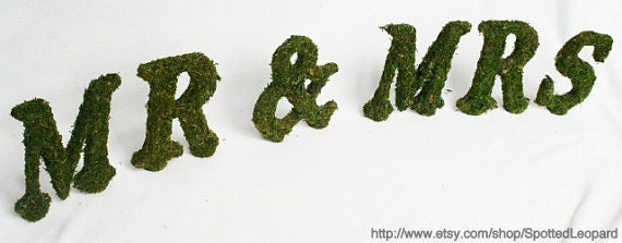 Moss Wedding STANDING Letters 6 Inch MR & MRS