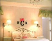 Moss Covered Nursey Wall initials letters Monogram Small with Ribbon