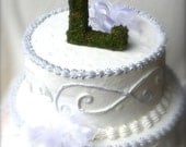 Moss covered 6 inch letter initial Wedding Cake Topper