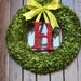 2-24 inch Boxwood Wreath with Holly Berry Initial Door Wedding Wreath