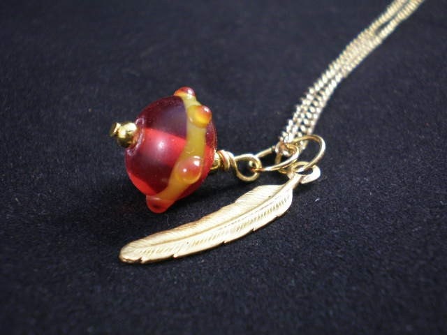 FSU Garnet & Gold Bead and Feather NECKLACE with Chain