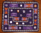 Vintage Purple & Orange Beaded Change Purse Bag Wallet with LONG strap