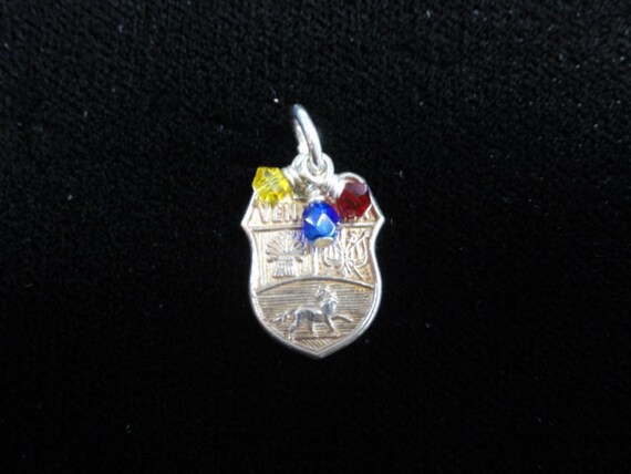 Venezuela Sterling Silver Shield with Bead Dangles Charm Pendant Necklace