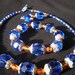 Orange, Colbalt Blue, and Silver Bead Necklace