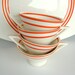 Atomic Art Deco Dinnerware: Vintage Salem China, Streamline & Tricorne Shapes, Creamsicle Orange Ring Pattern - Set of 4