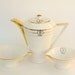 Atomic Art Deco Coffee Set: Salem Streamline Coffeepot, Creamer, Open Sugar w/ Gold "P" Monogram