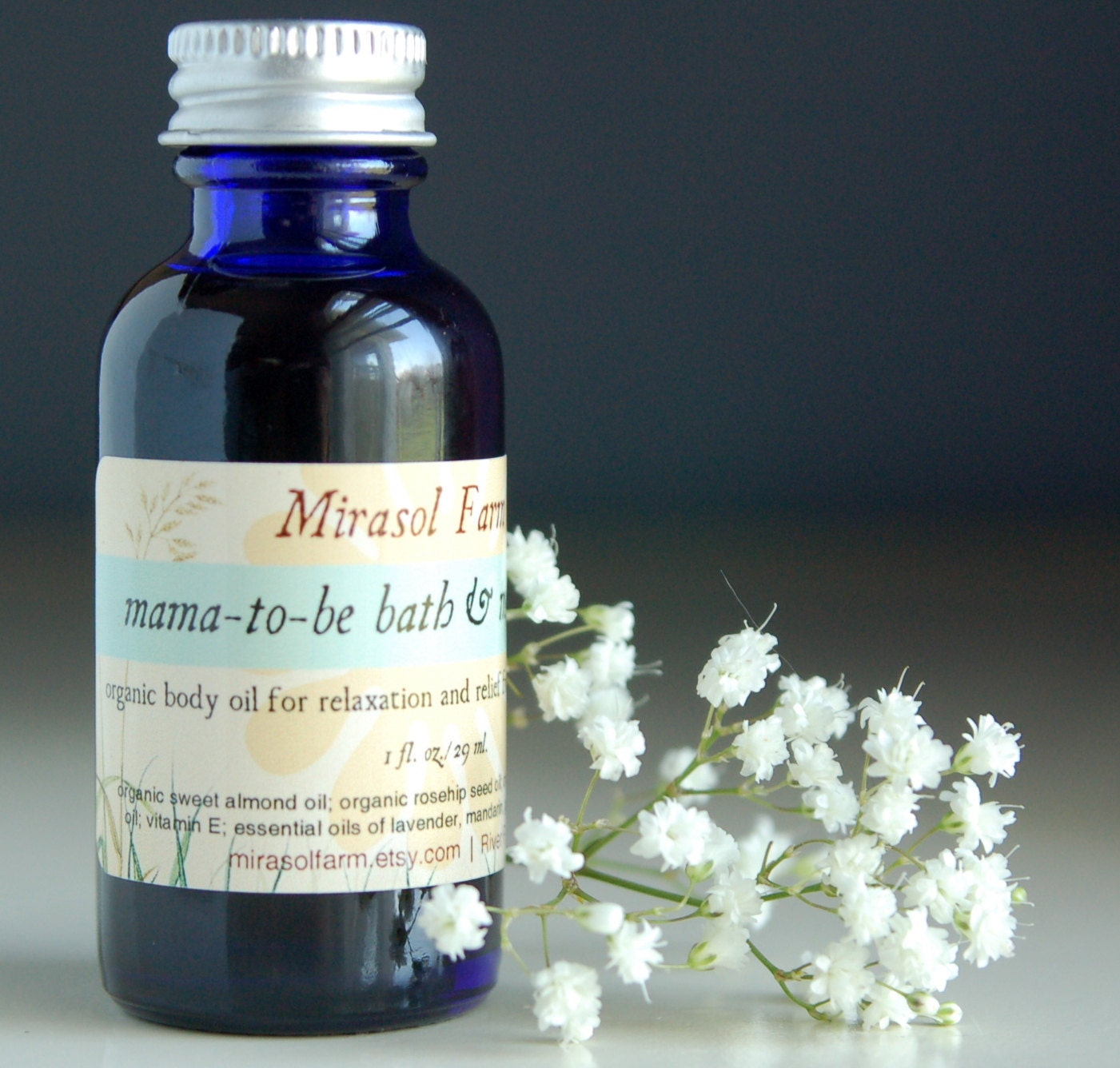 Organic Bath & Body Oil for Mamas-to-be: trial size massage oil for achy swollen legs