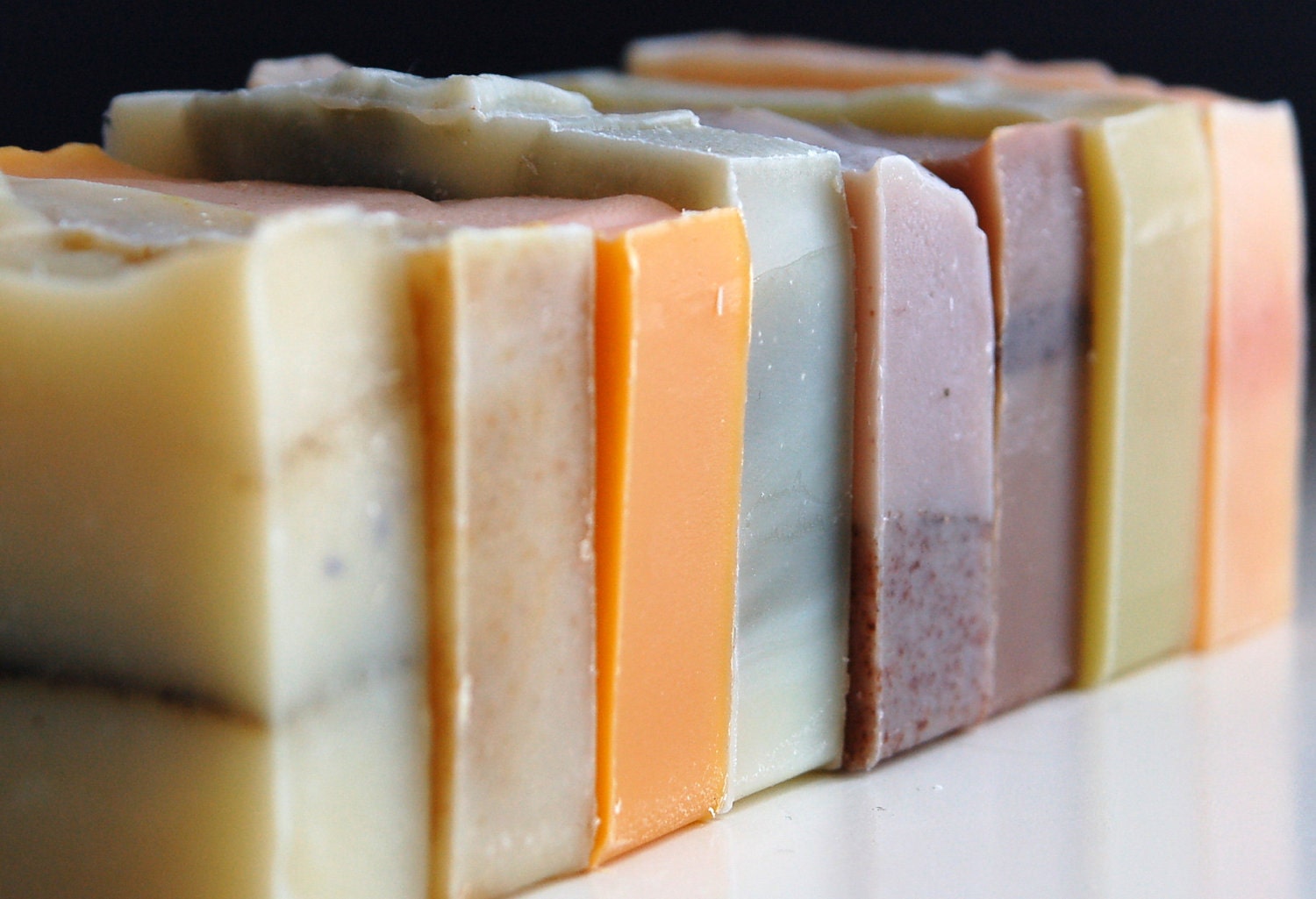 Three bars of Mirasol Farm organic soap, vegan and cold-processed