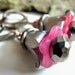 Pink Flower Drop Earrings, Brushed Silver Petals, Crystal, Hot Pink, Fuchsia, Floral Jewelry
