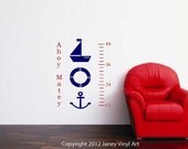 Growth Chart Nautical Decal Kids Sailboat Anchor Lifesaver Decal Boys Bedroom Vinyl Wall Art Graphic Playroom Matte Vinyl Art