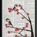 Chickadee Tree Vintage Book Page with Original Art