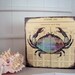 Nautical Sea Crab Art Wood Block Printed on Vintage Almanac