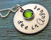 Hand stamped necklace - due date - for moms to be