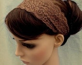 Brown Lace Head scarf Lace Headscarf Brown Hair scarf Hairscarf Stretch Lace Headband Adult Women or Children