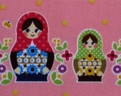 Push Pin Fabric - November Books Collection Russische Puppen Pink 1 Yard