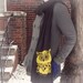 Yellow Owl Scarf - Screenprinted American Apparel Tri-Blend Black Scarf - Great stocking stuffer