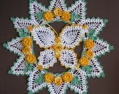 Butterflies and Roses Pineapple Doilies Crochet PDF Pattern Set