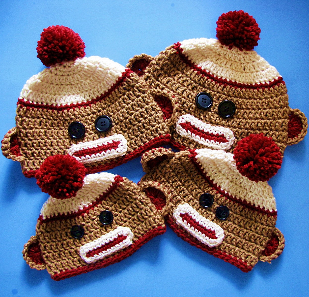 Monkey Business Hats and Back Pack Crochet PDF Pattern In 4 Sizes