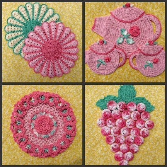 Decorative Thread Potholders Pattern Set -Pdf Crochet ebook 25 Designs