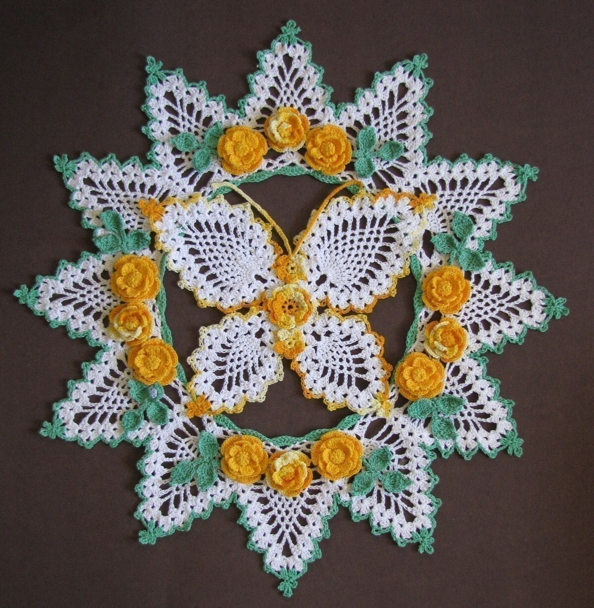 Butterflies and Roses Pineapple Doilies Crochet PDF Pattern Set
