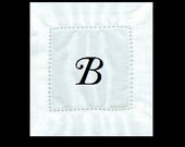 White Linen Hemstitch Cocktail Napkins Set of 4 Monogrammed Personalized