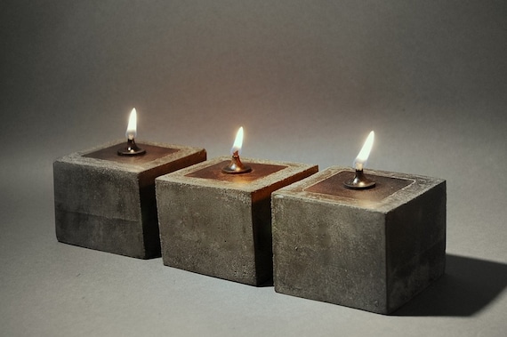 SET OF THREE - Cowboy Zen Oil Lamps - Concrete and Steel