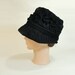 SALE Vintage Hat 1960s Black Couched Velvet Cloche Size Large
