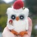 Santa Baby Christmas Owl eco friendly felt Angora wool and smells like a Candy Cane... (woolcrazy)