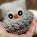 Adopt a Baby Owl ... Plush Angora Toy Eco Friendly felt wool Owl in a Nest... brown white gray (woolcrazy)